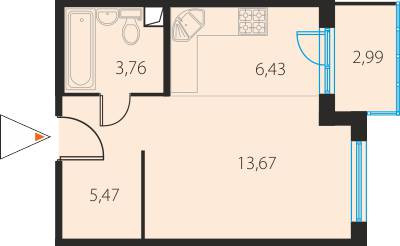 Студия 30.22 м²