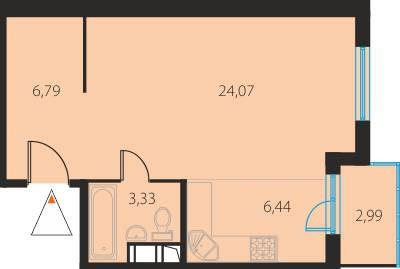 Студия 41.76 м²
